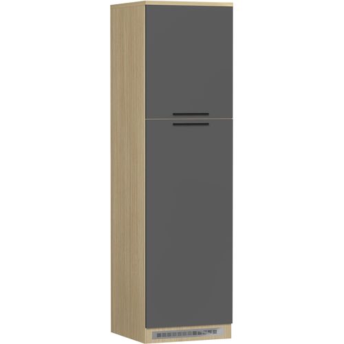 Kühlumbauschrank KOCHSTATION "Luna, Kühlschrank-Umbau, Einbauschrank für Kühlschrank, Made in Italy", grau (anthrazit, eiche chopinfarben), B:60cm H:214,5cm T:60cm, Schränke, B/T/H: 60×60×214,5 cm, für zwei Kühlschrankhöhen vorbereitet