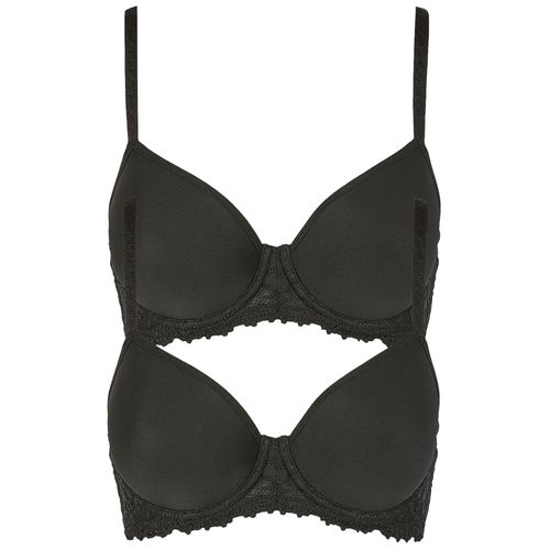 T-Shirt-BH NINA VON C. "2er Pack Spacer BH mit Bügel Millefleurs", Damen, Gr. 85, Cup D, schwarz (schwarz schwarz), Obermaterial: 85% Polyamid PA. 15% Elasthan EL., BHs T-Shirt-BH
