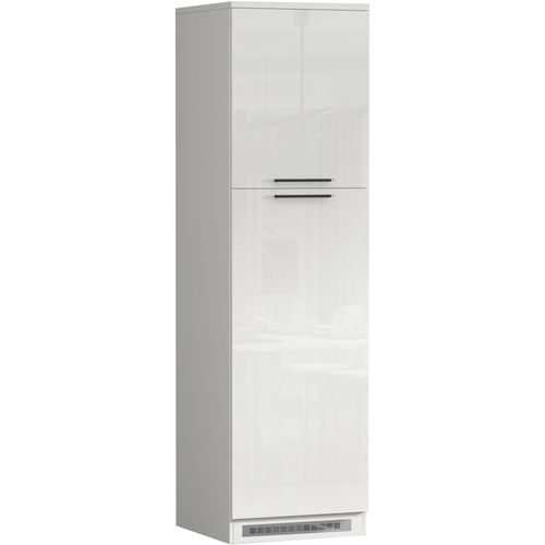 Kühlumbauschrank KOCHSTATION "Luna, Kühlschrank-Umbau, Einbauschrank für Kühlschrank, Made in Italy", weiß (weiß hochglanz, weiß matt), B:60cm H:214,5cm T:60cm, Schränke, B/T/H: 60×60×214,5 cm, für zwei Kühlschrankhöhen vorbereitet
