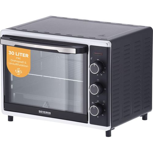 SEVERIN Minibackofen "TO 2056", schwarz, B:40cm H:34,5cm T:45,3cm, Minibacköfen, Umluft, Ober- und Unterhitze getrennt oder kombiniert schaltbar, Minibackofen