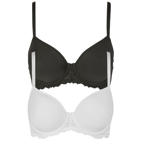 T-Shirt-BH NINA VON C. "2er Pack Spacer BH mit Bügel Millefleurs", Damen, Gr. 75, Cup B, bunt (weiß schwarz), Obermaterial: 85% Polyamid PA. 15% Elasthan EL., BHs T-Shirt-BH