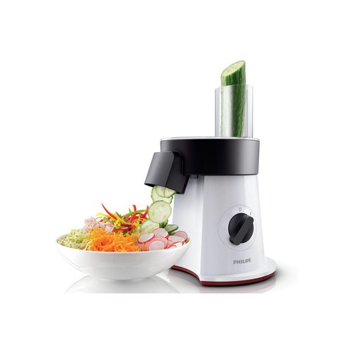 PHILIPS Zerkleinerer "HR1388/80 Viva Collection", rot (starweiß, schwarz und rot), B:22,5cm H:22,5cm T:31,5cm, Zerkleinerer, Salatzubereiter, 5 Edelstahlscheiben, Zerkleinerer