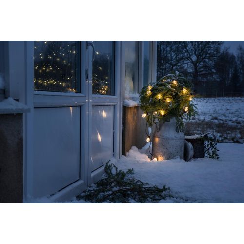 KONSTSMIDE LED-Lichterkette, Energieeffizienz: D, schwarz, Dioden 20 Stk. Flammen 20 Stk., Kabellänge 10m x Gesamtlänge 14,75m, Lichterketten, LED Biergartenkette, klar, 20 klare Birnen / 40 bernsteinfb. Dioden, LED-Lichterkette