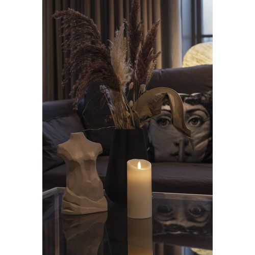 LED-Kerze KONSTSMIDE, beige (cremeweiß), B:7,6cm H:16,5cm T:7,6cm Ø:7,6cm, Kerzen, LED-Kerze, LED Echtwachskerze cremeweiß, mit 3D Flamme und geschmolzener Kante
