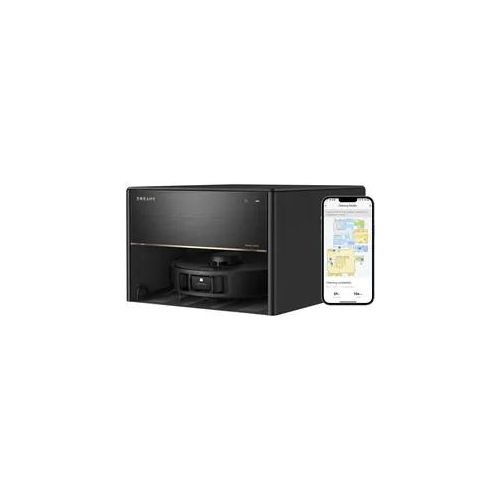 DREAME Saugroboter "mit Wischfunktion Dreame X40 Master, direkter Wasseranschluss", schwarz, B:48,5cm H:28cm T:42,6cm, Saugroboter, 8-in-1-Basisstation mit automatischer Wartung, HEPA-Filtersystem