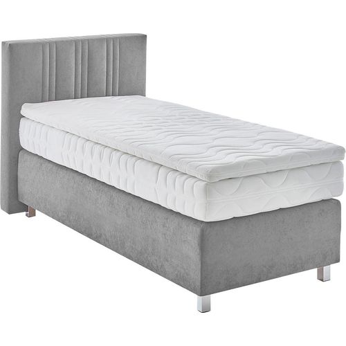 Boxspringbett, grau, B:105cm L:210cm, Bezug: 100% Polyester;Polsterung: 100% Polyester, WESTFALIA SCHLAFKOMFORT, Komplettbetten, Boxspringbett, wahlweise mit Bettkasten und Topper