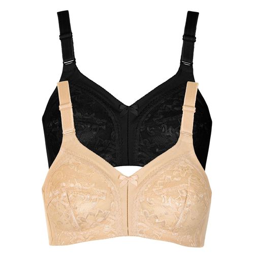 Bügelloser BH LISCA "2er Pack BH ohne Bügel Sabina", Damen, Gr. 80, Cup D, bunt (schwarz beige), Obermaterial: 85% Polyamid PA. 15% Elasthan EL., BHs Bügelloser BH