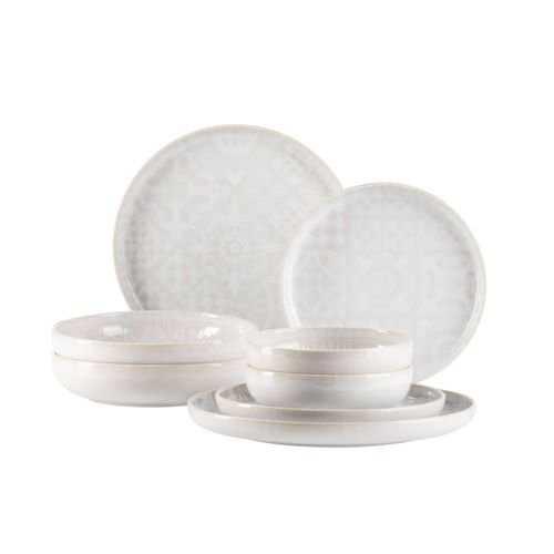 Kombiservice MÄSER "Trad. Tiles", weiß, 8, Geschirr-Sets, Kombiservice