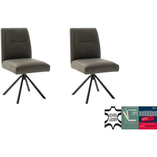 4-Fußstuhl MCA FURNITURE "DELANE Esszimmerstuhl (2er Set) - Stuhl", olive, schwarz, olive, B:49cm H:92cm T:65cm, Stühle, 4-Fußstuhl, Taschenfederkern, Lehnenkippfunktion, beweglicher Rücken, 360 drehbar