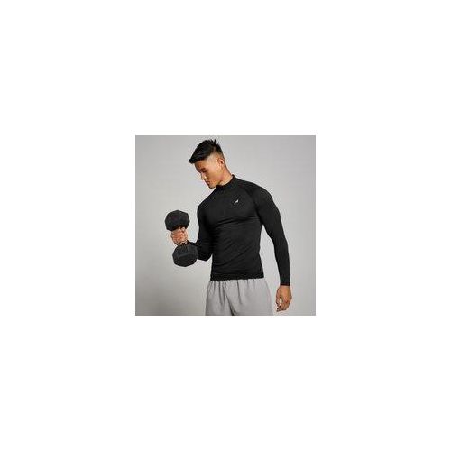 MP Herren Tempo Pillar Nahtloses Oberteil mit Grafikelement und 1/4-Reißverschluss – Schwarz - S