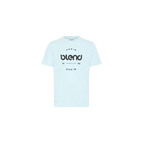 T-Shirt BLEND "BHKAMDEN LOGO S/S TEE", Damen, Gr. S, winter blau, Single Jersey, Obermaterial: 100% Baumwolle, bedruckt, regular fit normal, Rundhals, Shirts T-Shirt
