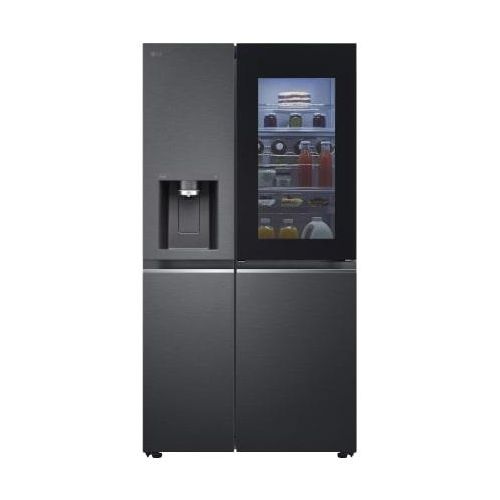 LG SidebySide Kühlschrank mit InstaView Door-in-Door® (EEK E, 635L, 179cm hoch) mit Eis, Crushed Ice und Wasserspender & Festwasseranschluss GSXV90MCAE GSXV90MCAE