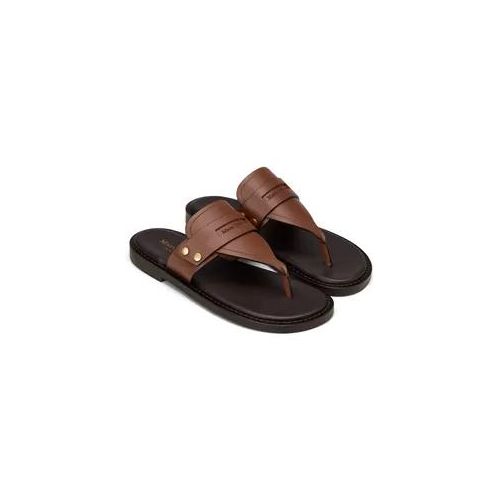 Zehentrenner MARC O'POLO "Stina", Damen, Gr. 37, cognac, Leder, unifarben, Schuhe Zehentrenner, Sommerschuh, Strandschuh, Urlaubsschuh mit Memory Foam