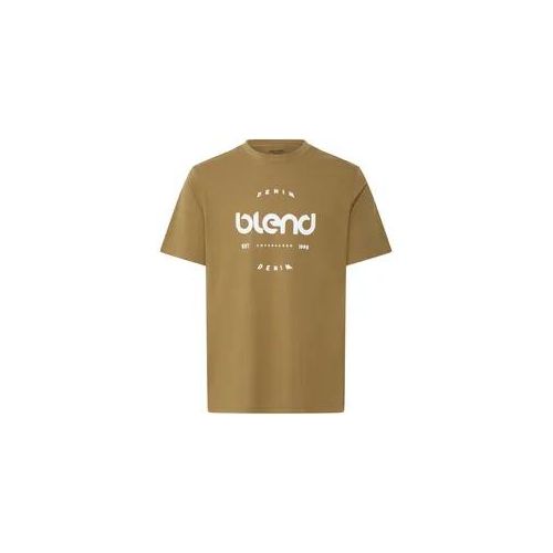 T-Shirt BLEND "BHKAMDEN LOGO S/S TEE", Damen, Gr. XXL, butternut, Single Jersey, Obermaterial: 100% Baumwolle, bedruckt, regular fit normal, Rundhals, Shirts T-Shirt