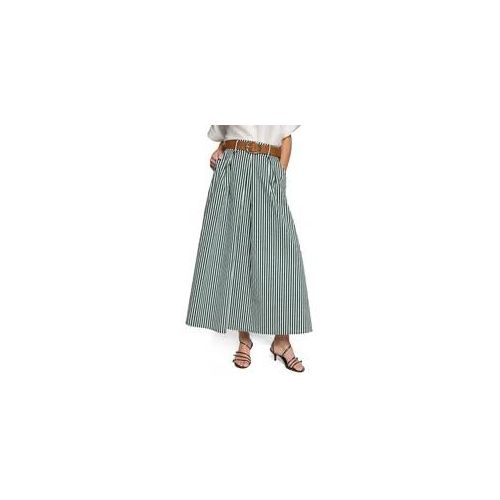 Maxirock ZERO "Damen mit Gürtel", Damen, Gr. 36, grün, cream, Obermaterial: 2% Elasthan, 98% Baumwolle; Futter: 100% diverse Faserarten, ausgestellt lang, Röcke Maxirock, Gürtel