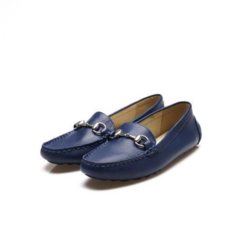 Horsebit Mokassins aus Leder, Damen,  Blau, Leder, by Lands' End