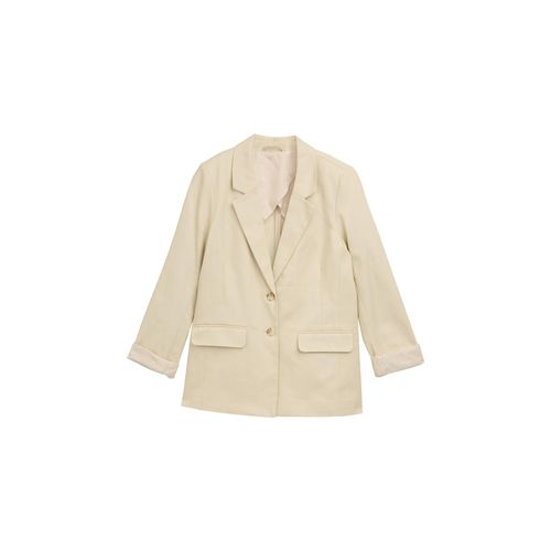 TOM TAILOR Damen Regular Fit Blazer aus Twill, beige, Uni, Gr. 36
