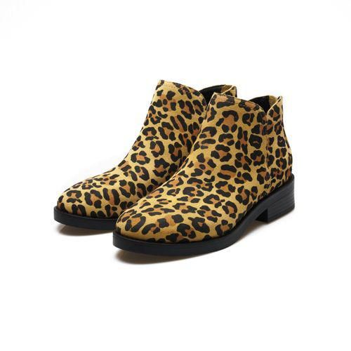 Veloursleder-Stiefeletten mit Leo-Muster, Damen,  Sonstige, Rauleder, by Lands' End