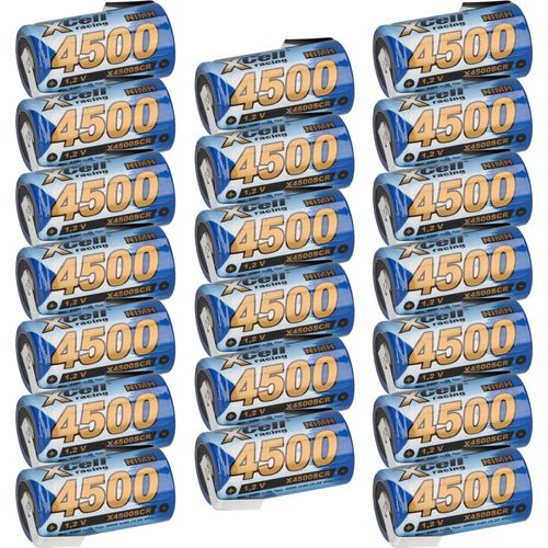20x XCell Racing Einzelzelle Ni-MH 4500mAh 1,2V Sub C X4500SCR mit Z- Lötfahne
