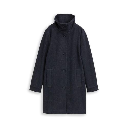 TOM TAILOR Damen Wollmantel mit Stehkragen, braun, Fischgrät, Gr. S