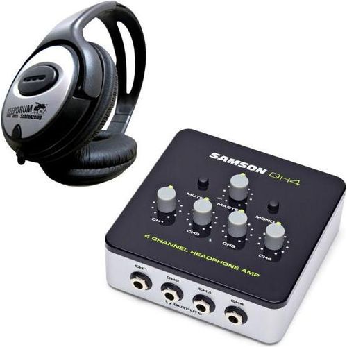 Samson QH4 Kopfhörerverstärker mit Kopfhörer