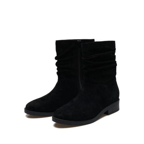 Veloursleder-Boots mit locker sitzendem Schaft, Damen,  Schwarz, Rauleder, by Lands' End
