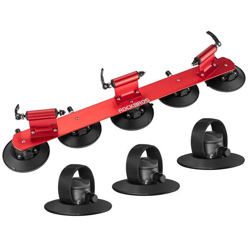 ROCKBROS Fahrradträger mit Saugnäpfe, Fahrrad Dachgepäckträger, für 3 Fahrräder, Rot