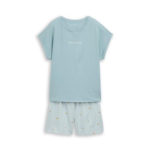 TOM TAILOR Damen Pyjama-Set mit Muster, blau, Gemustert, Gr. 42