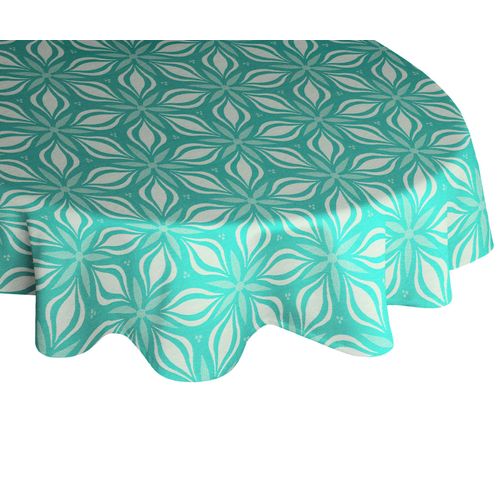 Tischdecke ADAM "Retro Floret" Gr. 1, blau (petrol), Ø:145cm, Bio-Baumwolle, Tischdecken, Tischdecke, aus 100% Bio-Baumwolle