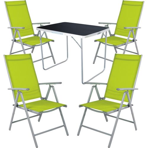 5-tlg Camping Set Gartenmöbel Campingtisch + 4 Campingstuhl Lime