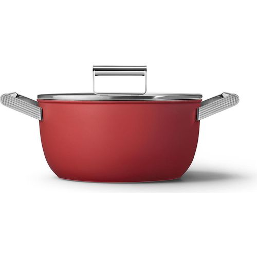Smeg CKFC2411RDM Kochtopf Set Schwarz, Rot Aluminium, Edelstahl 4,6 l 24 cm