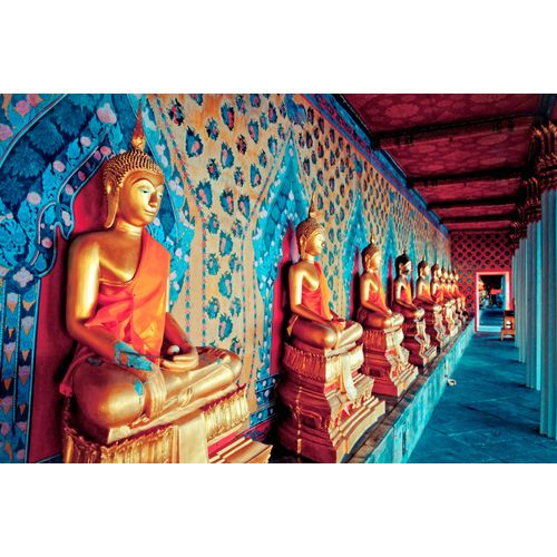 Fototapete PAPERMOON "Golden Statues of Buddha", bunt, B:3m L:2,23m, Vlies, Tapeten
