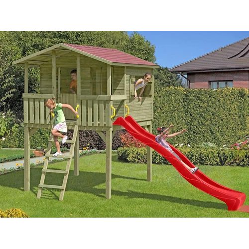 Stelzenhaus Leon inkl. Rutsche rot