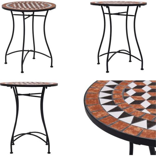 vidaXL Bistrotisch Mosaik Keramik Braun 60 cm - Tisch - Tische - Tisch Mosaik - Tische Mosaik