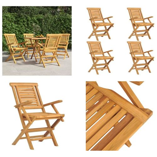 vidaXL Gartenstühle 4 Stk. Klappbar 56x63x90 cm Massivholz Teak - Klappbarer Gartenstuhl - Klappbare Gartenstühle - Gartenstuhl Klappbar - Gartenstühle Klappbar