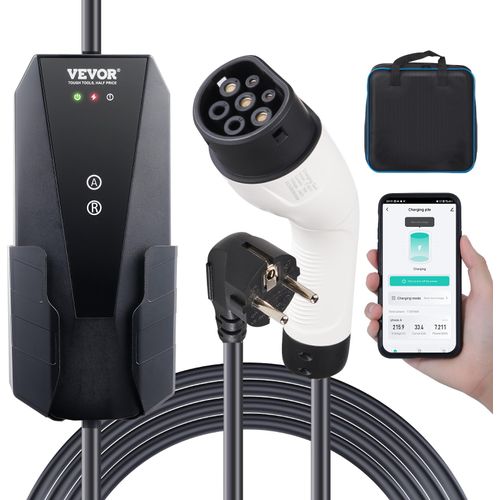 VEVOR Ladekabel für E-Autos 3,68 kW Ladegerät EV-Ladekabel Typ 2 CEE Stecker 8-16A 1-Phasig EV-Ladestation 8,6m Kabellänge Wasserdicht Wallbox