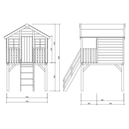 Stelzenhaus Toby inkl. Rutsche rot