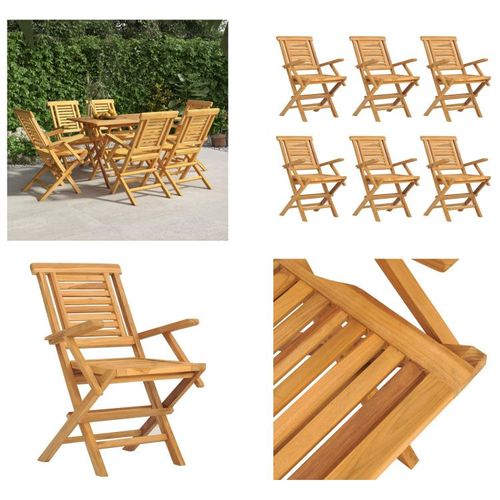 vidaXL Gartenstühle 6 Stk. Klappbar 56x63x90 cm Massivholz Teak - Klappbarer Gartenstuhl - Klappbare Gartenstühle - Gartenstuhl Klappbar - Gartenstühle Klappbar