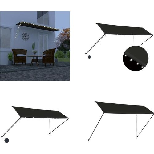 vidaXL Einziehbare Markise mit LED 400×150 cm Anthrazit - Markise - Markisen - Terrassenmarkise - Terrassenmarkisen