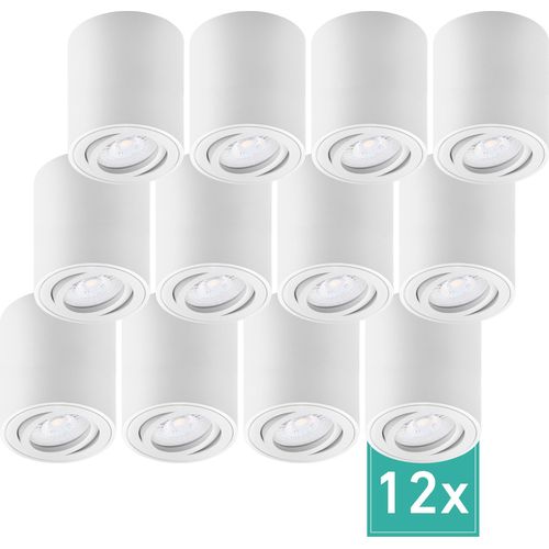 12er Set Oktaplex Aufbaustrahler Alu schwenkbar 3-Step dimmbar inkl. LED Modul 2700K warmweiß - Aufbauspot weiß