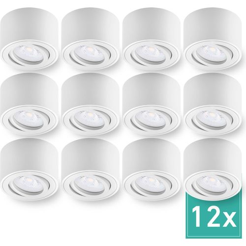 12er Set Oktaplex Aufbaustrahler Alu flach & schwenkbar inkl. LED Modul 2700K warmweiß - Aufbauspot weiß