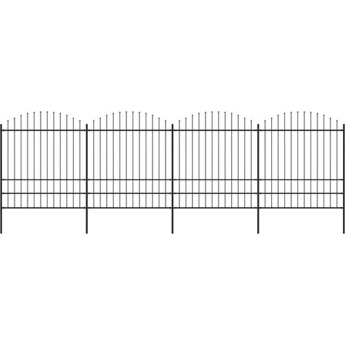 Gartenzaun mit Speerspitzen Stahl (1,75 - 2) x 6,8 m Schwarz