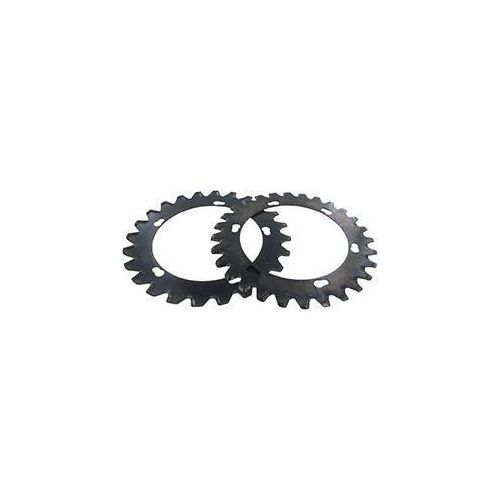 Satz aus 2 Klingen für das Gegenrotations-Schneidsystem mit oberer Klinge mit 28 Zähnen und unterer Klinge mit 24 Zähnen. Selbstmontage