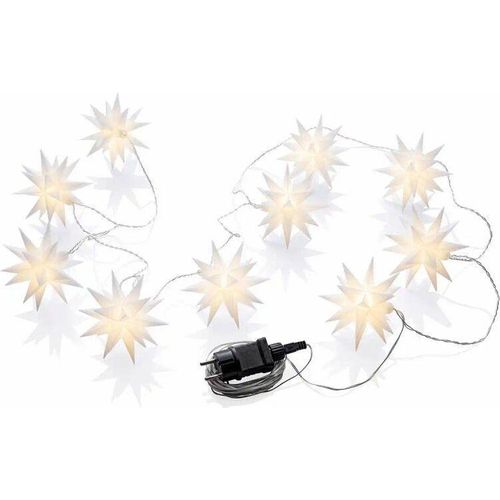 6x Lichterkette Weihnachtsstern 10 LED Sterne Ø12cm warmweiß 7,7m 8h Timer