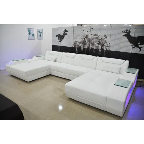 Leder Ecksofa U-förmiges Sofa Modernes Sofa Weiches Ecksofa Wohnbereich Design