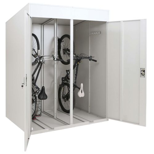 2er-Fahrradgarage MCW-H66b, Fahrradbox Fahrradunterstand abschließbar Metall 213x158x125cm ~ hellgrau