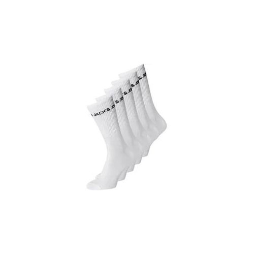Tennissocken JACK & JONES "JACBASIC LOGO TENNIS SOCK 5 PACK NOOS", weiß, Baumwollmischung, uni, Socken Tennissocken