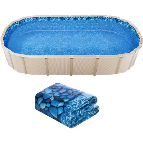 SucceBuy ovale Poolfolie 15x30ft Unibead Stil 52in Wandhöhe