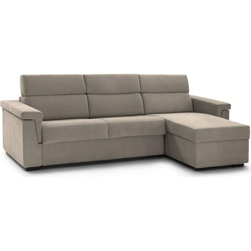 Cintano - Fester Sofa mit Halbinsel, 285x160 cm Taupe, Abziehbar, Italy