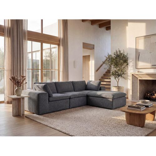 Ecksofa modulbar - Stoff Anthrazitgrau - CORTOLINE